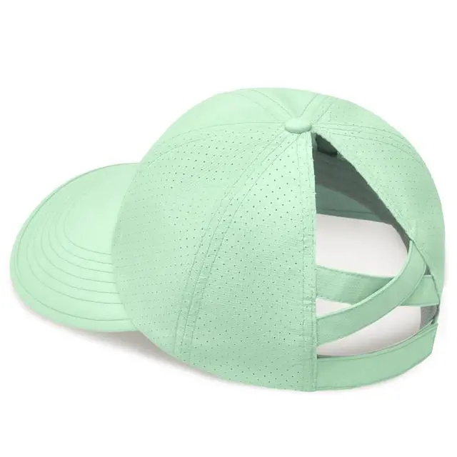 Alt view image 6 of 7 - Women's Wide Brim Sun Hat with Adjustable Ponytail, UV Protection, Packable Floppy Beach Hat for Hiking, Fishing, and Outdoor Activities (Mint Green)