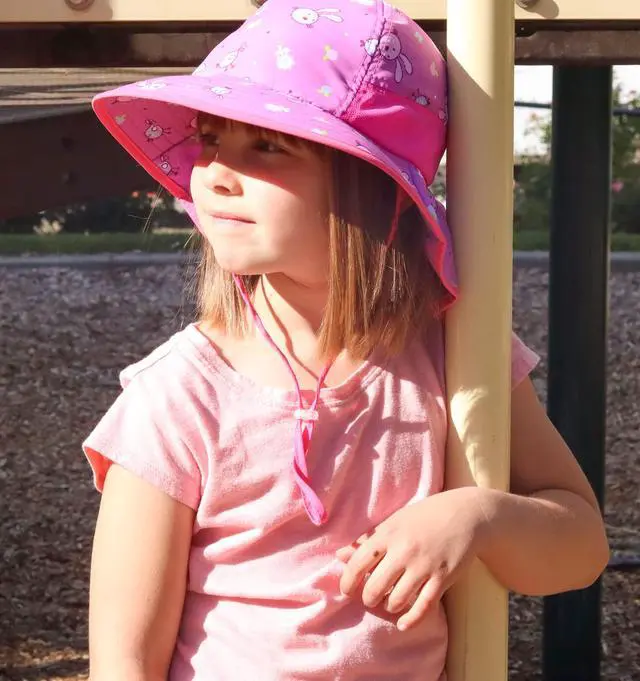 Alt view image 4 of 7 - Kids Sun Hat UPF50+ Sun Protection Bucket Hat Toddler Summer Travel Beach Play Hats with Neck Flap for Girl Ages 3~10 (DarkPink-Rabbit)