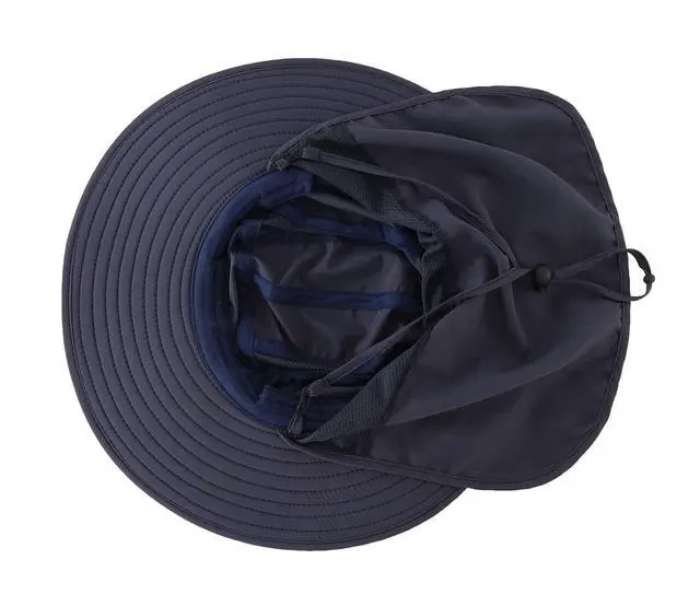 Alt view image 3 of 7 - Mens UPF 50+ Sun Protection Cap Wide Brim Fishing Hat with Neck Flap (Ink)
