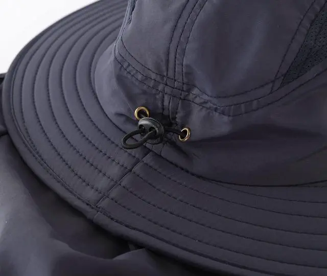 Alt view image 6 of 7 - Mens UPF 50+ Sun Protection Cap Wide Brim Fishing Hat with Neck Flap (Ink)