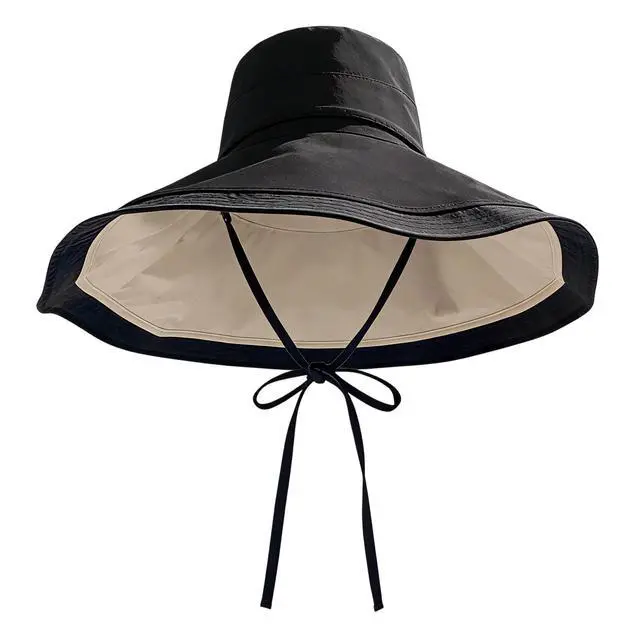 Alt view image 2 of 7 - Sun Hats for Women Outdoors Foldable Beach Summer Fishing Hat Wide Brim UV Protection Bucket Hat Black