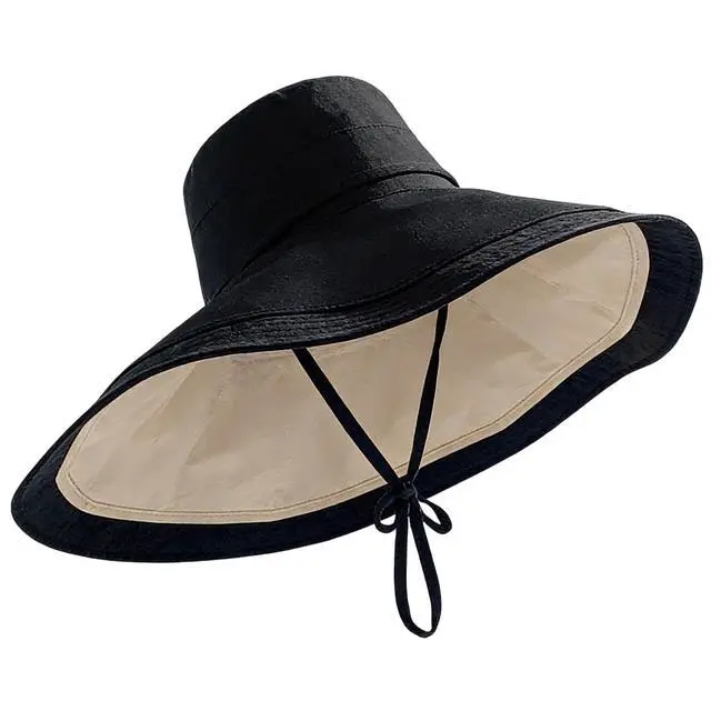 Alt view image 4 of 7 - Sun Hats for Women Outdoors Foldable Beach Summer Fishing Hat Wide Brim UV Protection Bucket Hat Black
