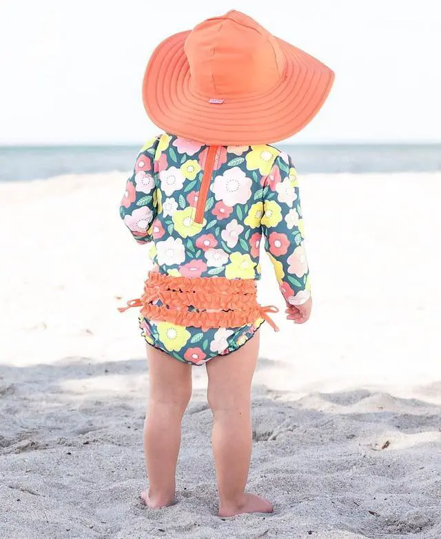 Alt view image 4 of 5 - Baby/Toddler Girls UPF 50+ Sun Protective Wide Brim Swimwear Sun Hat - Coral, 0-12m