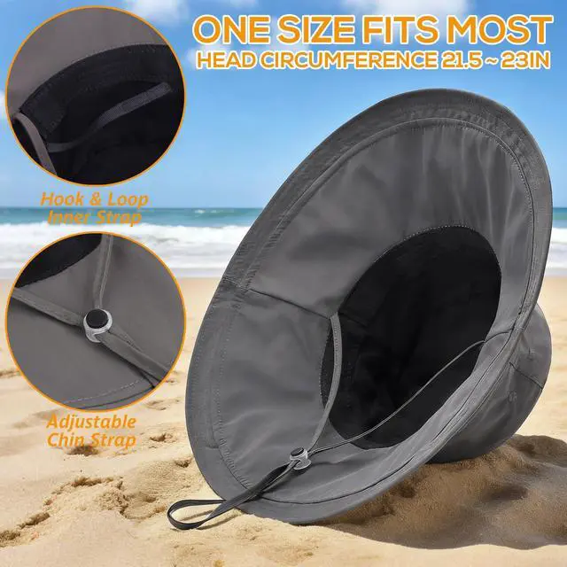 Alt view image 5 of 7 - Women's UPF 50+ Waterproof Wide Brim Sun Bucket Hat with Ponytail Hole