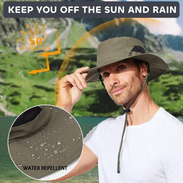 Alt view image 2 of 7 - Fishing Hat for Mens Womens Sun Hat Wide Brim Bucket Hat SPF UV Protection XL XXL Large Size Big Head Tall Oversized Mesh Breathable Vented Summer Beach Hiking Safari Golf Outdoor Gardening