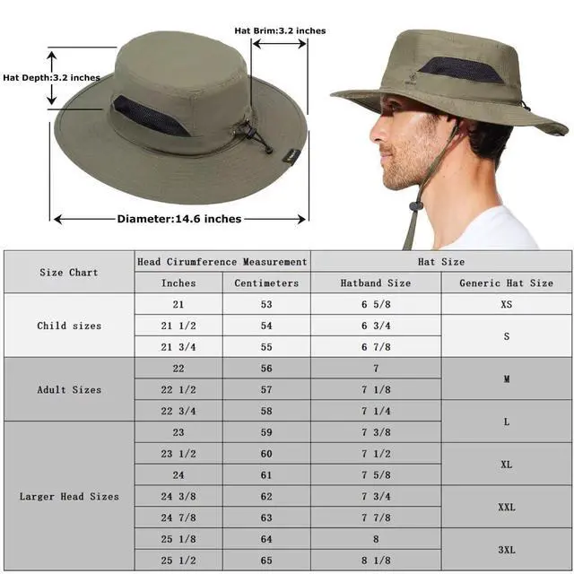 Alt view image 4 of 7 - Fishing Hat for Mens Womens Sun Hat Wide Brim Bucket Hat SPF UV Protection XL XXL Large Size Big Head Tall Oversized Mesh Breathable Vented Summer Beach Hiking Safari Golf Outdoor Gardening