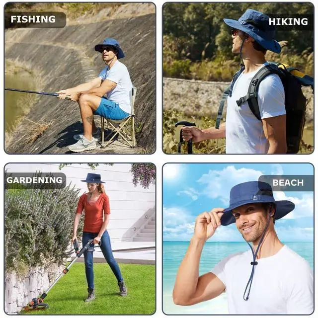 Alt view image 6 of 7 - Fishing Hat for Mens Womens Sun Hat Wide Brim Bucket Hat SPF UV Protection XL XXL Large Size Big Head Tall Oversized Mesh Breathable Vented Summer Beach Hiking Safari Golf Outdoor Gardening