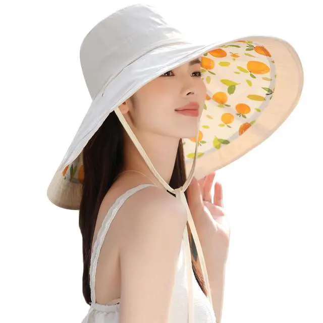 Alt view image 3 of 7 - 7 inch Wide Brim Women Summer Sun Floppy Hat Beach Bucket Hats Reversible Foldable Fishing Travel UV Protection Ladies Hat