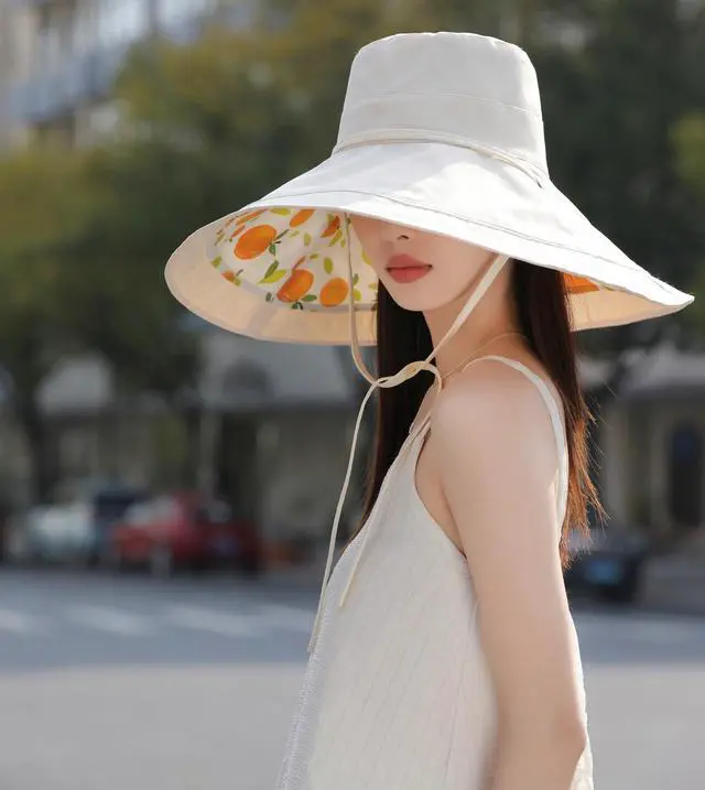Alt view image 4 of 7 - 7 inch Wide Brim Women Summer Sun Floppy Hat Beach Bucket Hats Reversible Foldable Fishing Travel UV Protection Ladies Hat