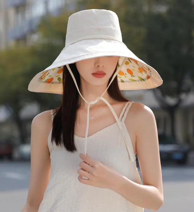 Alt view image 7 of 7 - 7 inch Wide Brim Women Summer Sun Floppy Hat Beach Bucket Hats Reversible Foldable Fishing Travel UV Protection Ladies Hat