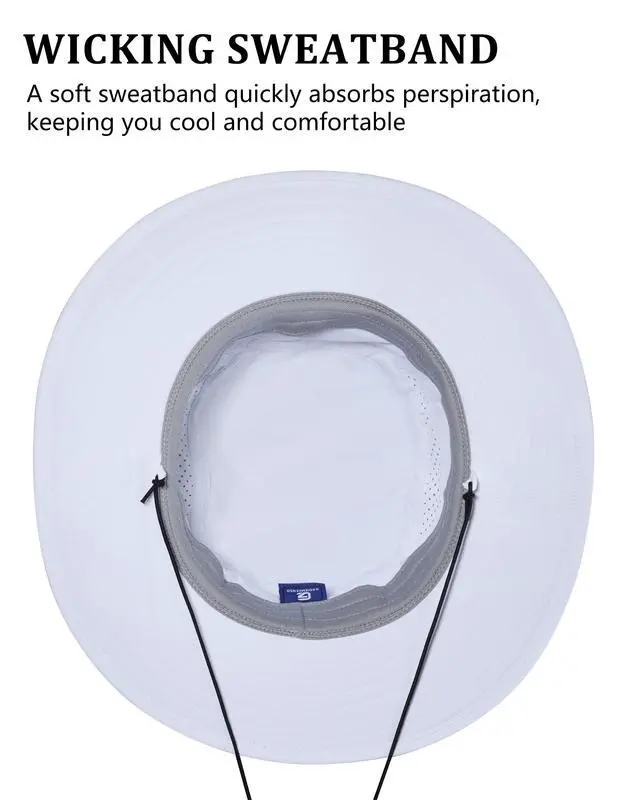Alt view image 6 of 7 - UV Protection Bucket Hat for Men & Women, Wide Brim Sun Hats for Fishing Hiking, Breathable Quick-Dry Cooling Safari, Water-Repellent Bonnie Sunhat for Beach Golf Garden Travel White