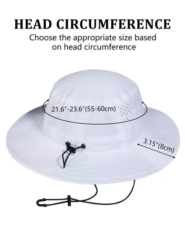 Alt view image 7 of 7 - UV Protection Bucket Hat for Men & Women, Wide Brim Sun Hats for Fishing Hiking, Breathable Quick-Dry Cooling Safari, Water-Repellent Bonnie Sunhat for Beach Golf Garden Travel White