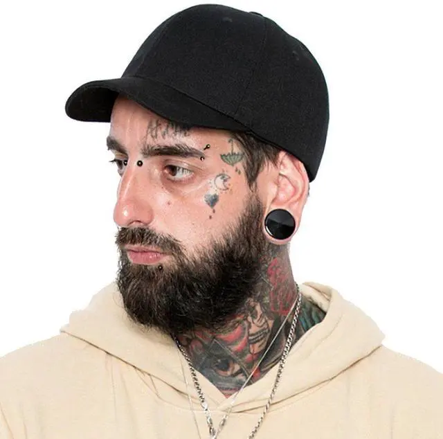Main image of Short Brim Baseball Cap, Fashion Cotton Anti Sweat Sunscreen Trucker Hats Short Bill Hats for Men Black