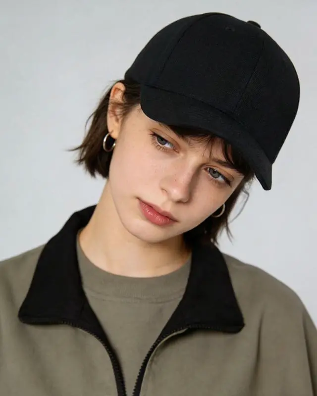 Alt view image 3 of 7 - Short Brim Baseball Cap, Fashion Cotton Anti Sweat Sunscreen Trucker Hats Short Bill Hats for Men Black