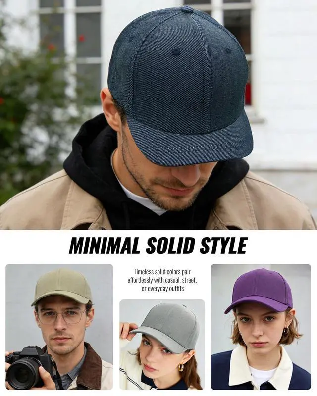 Alt view image 6 of 7 - Short Brim Baseball Cap, Fashion Cotton Anti Sweat Sunscreen Trucker Hats Short Bill Hats for Men Black