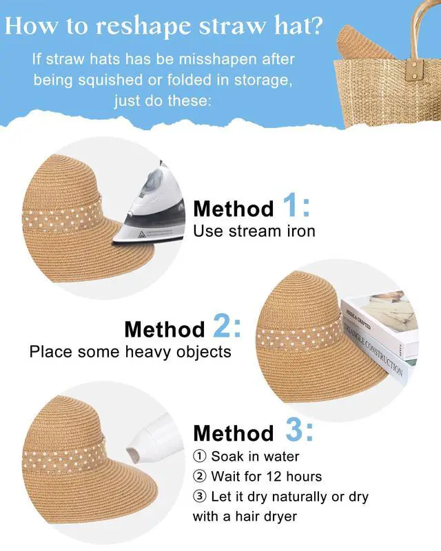 Alt view image 6 of 6 - Sun Hats for Women UV Protection, Wide Brim Beach Straw Derby Hat Packable Floppy for Summer Vacation UPF 50+ Khaki
