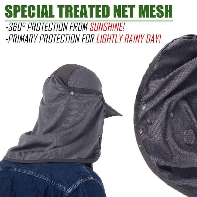 Alt view image 5 of 7 - Sun Cap Fishing Hat Baseball Cap with Face Neck Cover Flap Dark Grey