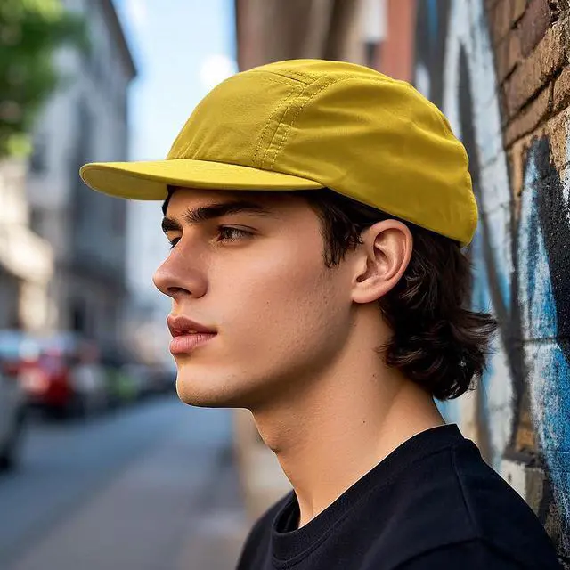 Alt view image 3 of 7 - Croogo Dad Hat Flat Billed Cap Short Brim Anti Sweat Sunscreen Trucker Baseball Hat Outdoor Sun Cap Yellow