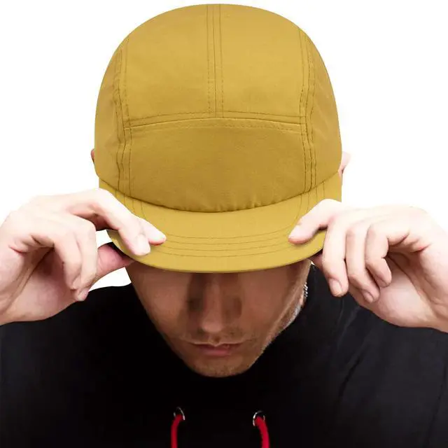 Alt view image 7 of 7 - Croogo Dad Hat Flat Billed Cap Short Brim Anti Sweat Sunscreen Trucker Baseball Hat Outdoor Sun Cap Yellow