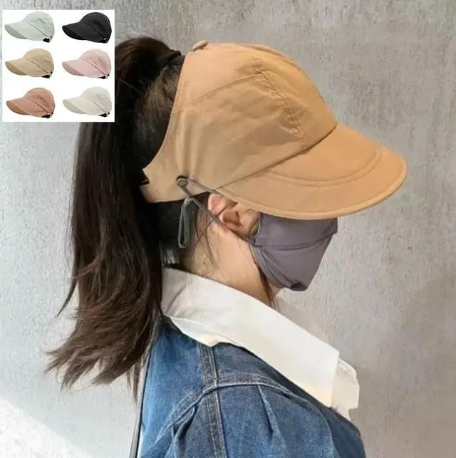 Alt view image 3 of 7 - Sun Hats for Women Wide Brim UV Protection Hollow Top Sun Hat Summer Beach Packable Visor Black