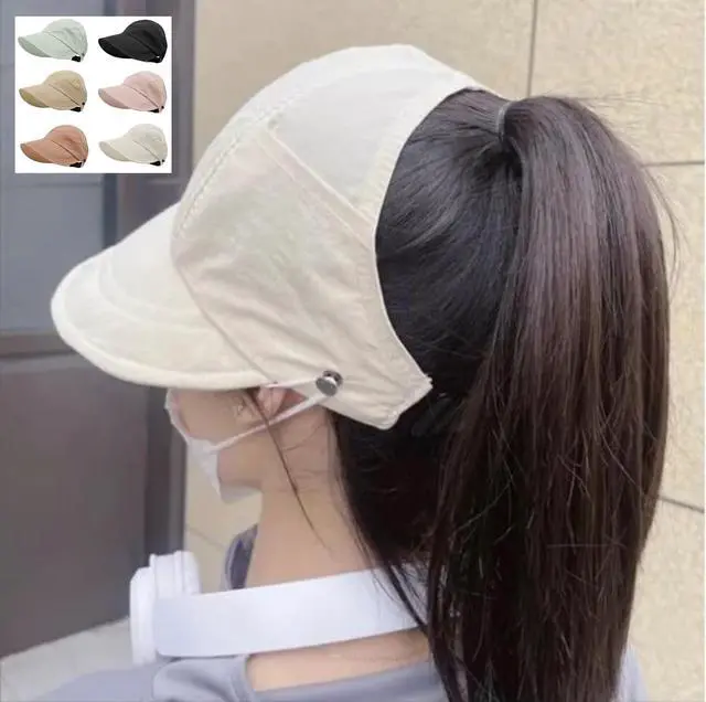 Alt view image 4 of 7 - Sun Hats for Women Wide Brim UV Protection Hollow Top Sun Hat Summer Beach Packable Visor Black