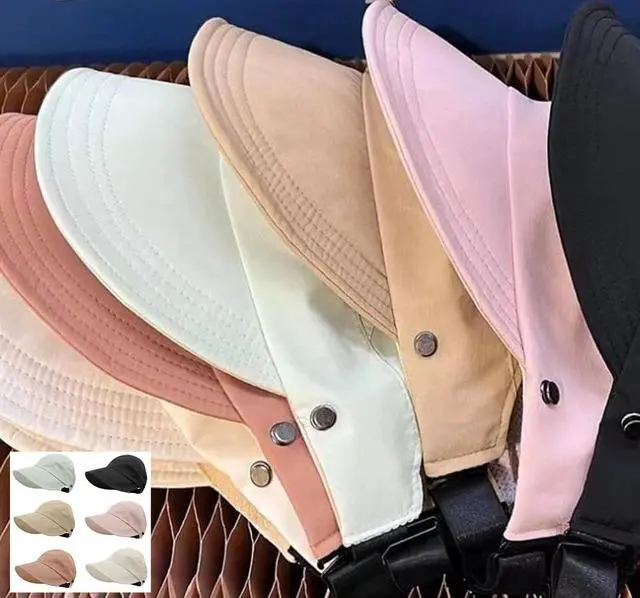 Alt view image 6 of 7 - Sun Hats for Women Wide Brim UV Protection Hollow Top Sun Hat Summer Beach Packable Visor Black
