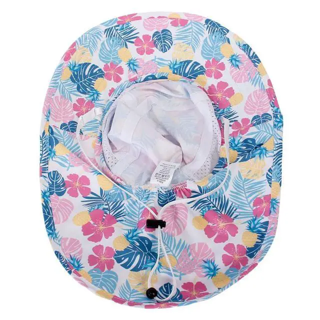 Alt view image 4 of 6 - Toddler Sun Hat for Baby Kids Summer UPF 50+ Sun Protection Beach Hats for Boys Girls Wide Brim Outdoor Play Hat (US, Age, 3 Months, 36 Months, Pink Flower)