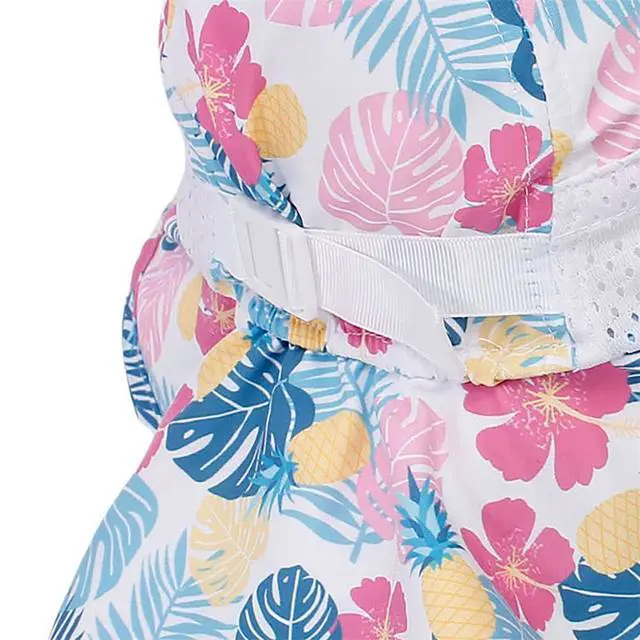 Alt view image 5 of 6 - Toddler Sun Hat for Baby Kids Summer UPF 50+ Sun Protection Beach Hats for Boys Girls Wide Brim Outdoor Play Hat (US, Age, 3 Months, 36 Months, Pink Flower)