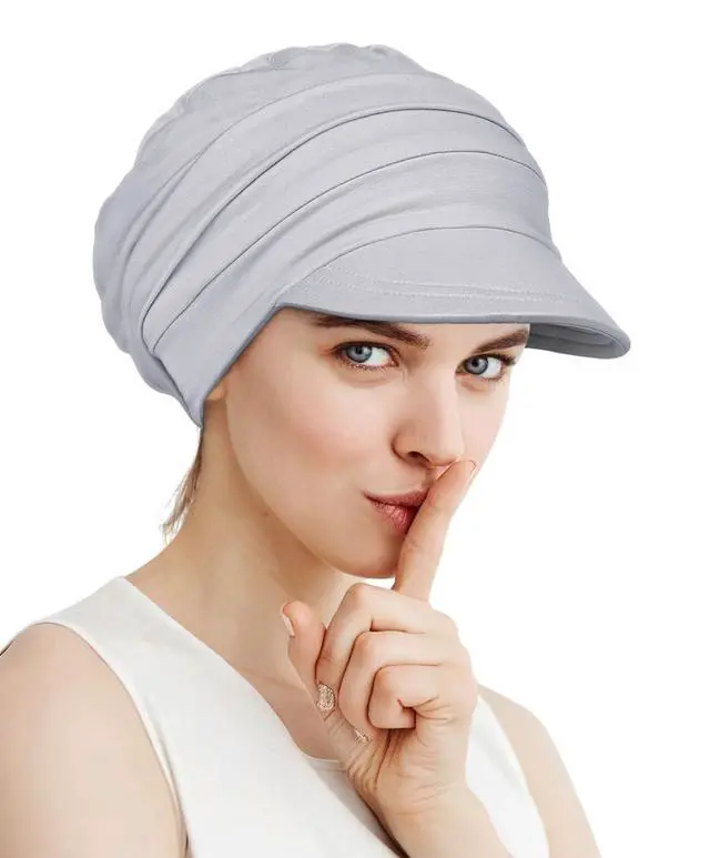 Alt view image 3 of 5 - Sun Hat Women Sun Beach Visor Cap UV Protection with Wide Brim for Beach Light Gray
