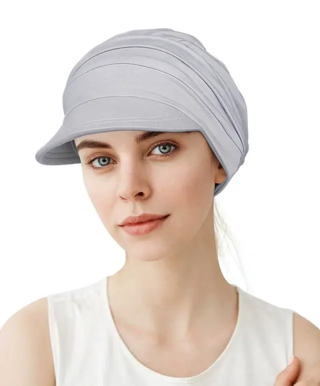 Alt view image 4 of 5 - Sun Hat Women Sun Beach Visor Cap UV Protection with Wide Brim for Beach Light Gray