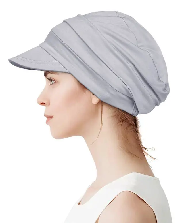 Alt view image 2 of 5 - Sun Hat Women Sun Beach Visor Cap UV Protection with Wide Brim for Beach Light Gray