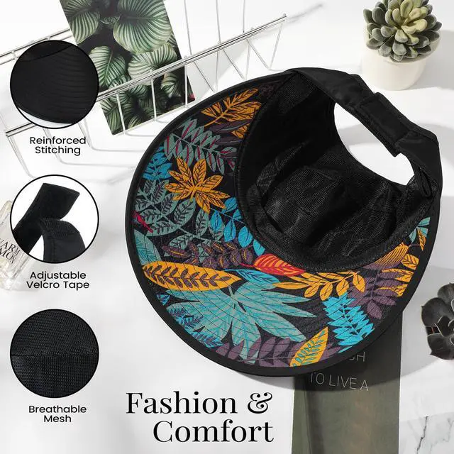 Alt view image 3 of 7 - Sun Hats for Women, Wide Brim Beach Hats UV Protection, Packable Visor Ponytail Sunhat for Summer, Black