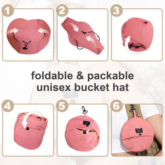 Alt view image 4 of 6 - Womens Packable Waterproof Bucket Hat Men UV Protection Sun Hat, Watermelon