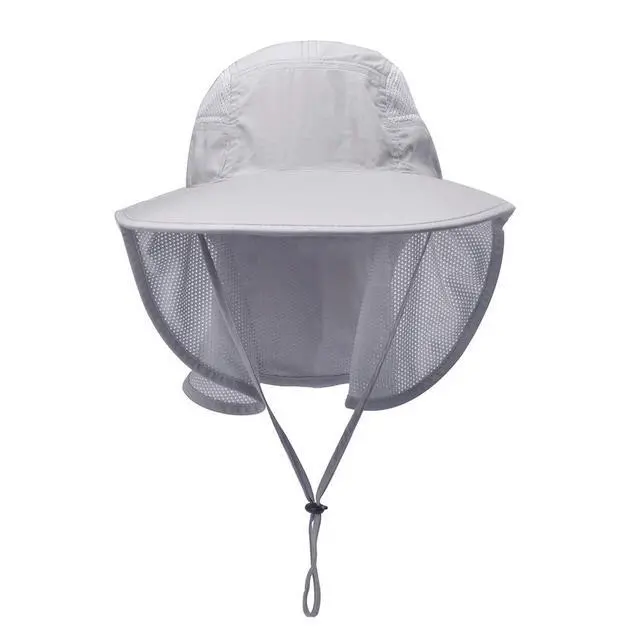 Alt view image 2 of 6 - Unisex Outdoor Activities UV Protecting Sun Hats with Neck Flap Grey