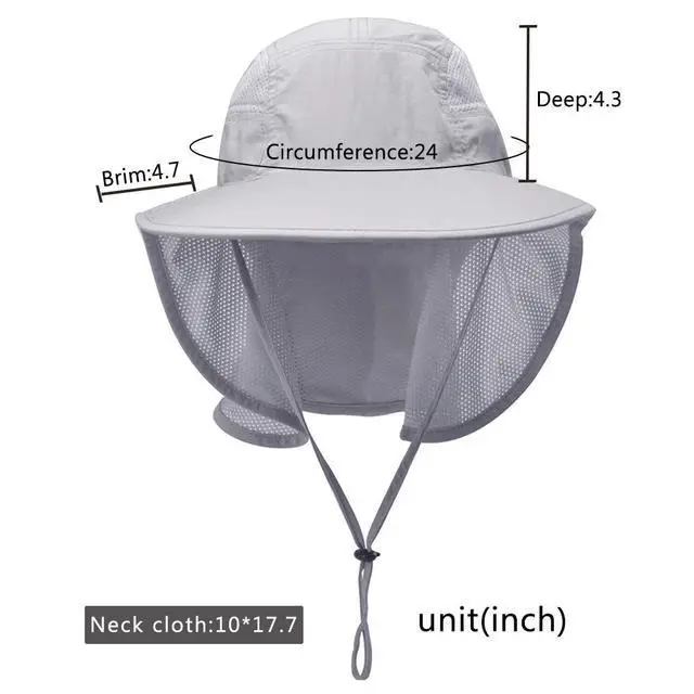 Alt view image 5 of 6 - Unisex Outdoor Activities UV Protecting Sun Hats with Neck Flap Grey