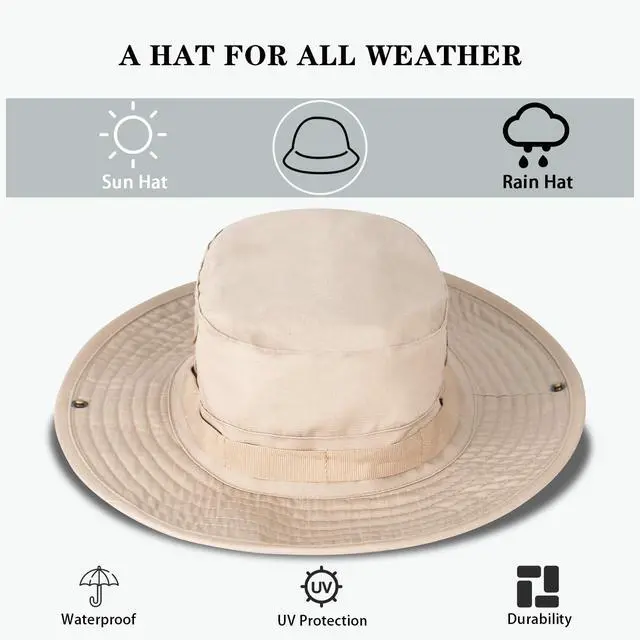 Alt view image 7 of 7 - Sun Hats for Men Women Bucket Hat UPF 50+ UV Protection Boonie Hat for Safari Fishing Hiking Garden Beach Khaki