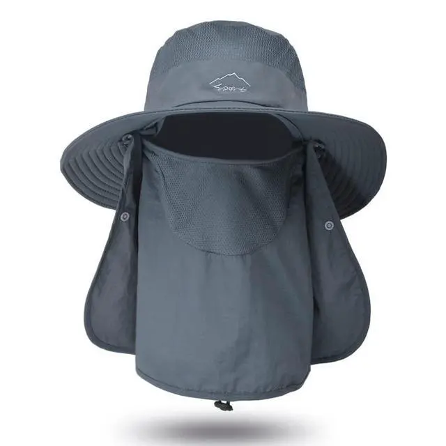 Alt view image 6 of 7 - Fishing Hat for Men, Outdoor 3 in 1 Sun Hat Summer Wide Brim Safari Hat Boonie Hat with Neck Flap Dark Grey