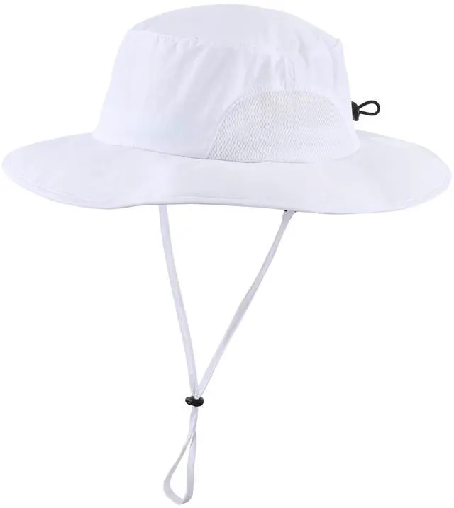 Main image of UPF50+ Mens Sun Hat Wide Brim Fishing Hat Airy Mesh UV Protection Portable Bucket Sun Hat White