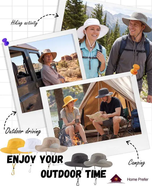 Alt view image 5 of 6 - UPF50+ Mens Sun Hat Wide Brim Fishing Hat Airy Mesh UV Protection Portable Bucket Sun Hat White