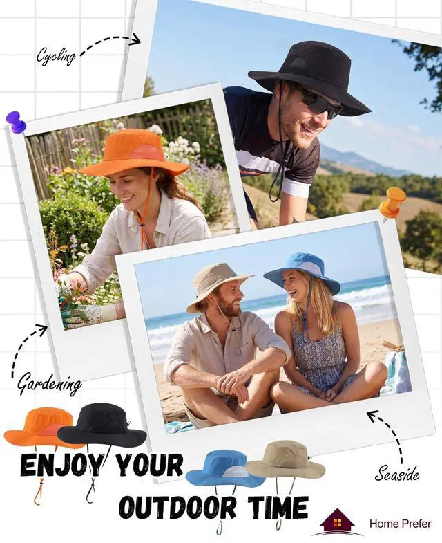 Alt view image 6 of 6 - UPF50+ Mens Sun Hat Wide Brim Fishing Hat Airy Mesh UV Protection Portable Bucket Sun Hat White