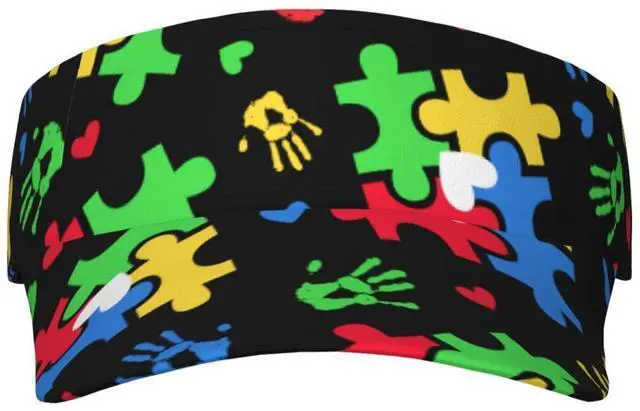 Main image of Sunscreen Visor Hats for Women & Men,Autism Awareness Sunscreen Visor Cap Sport Empty Top Baseball Sun Cap,Tennis Visor