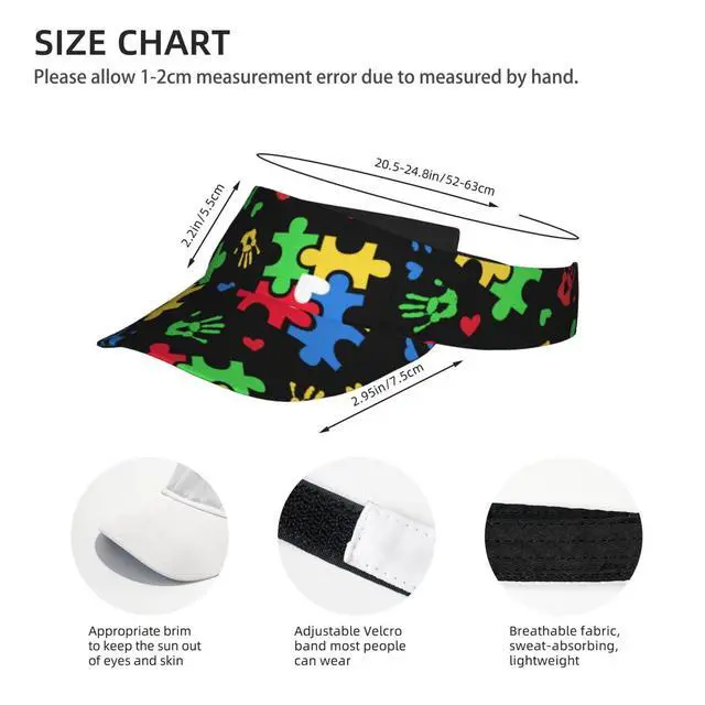 Alt view image 4 of 7 - Sunscreen Visor Hats for Women & Men,Autism Awareness Sunscreen Visor Cap Sport Empty Top Baseball Sun Cap,Tennis Visor