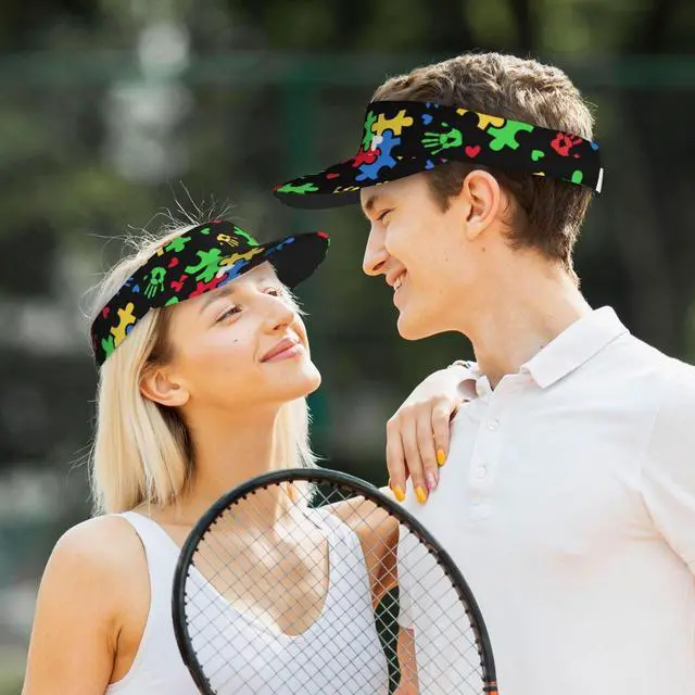 Alt view image 7 of 7 - Sunscreen Visor Hats for Women & Men,Autism Awareness Sunscreen Visor Cap Sport Empty Top Baseball Sun Cap,Tennis Visor