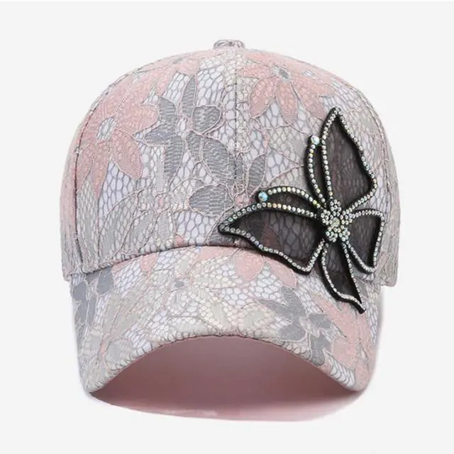 Alt view image 2 of 7 - Bling Hat for Women Lace Butterfly Rhinestones Baseball Caps Hats Studded Trendy Sun Hat Sunscreen