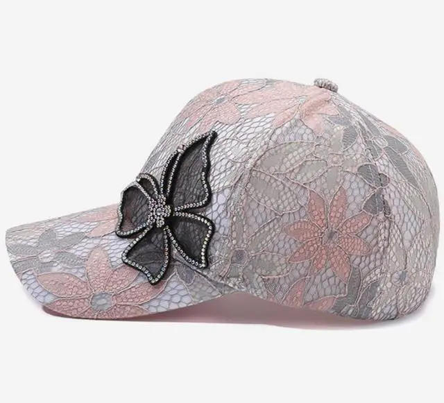 Alt view image 3 of 7 - Bling Hat for Women Lace Butterfly Rhinestones Baseball Caps Hats Studded Trendy Sun Hat Sunscreen