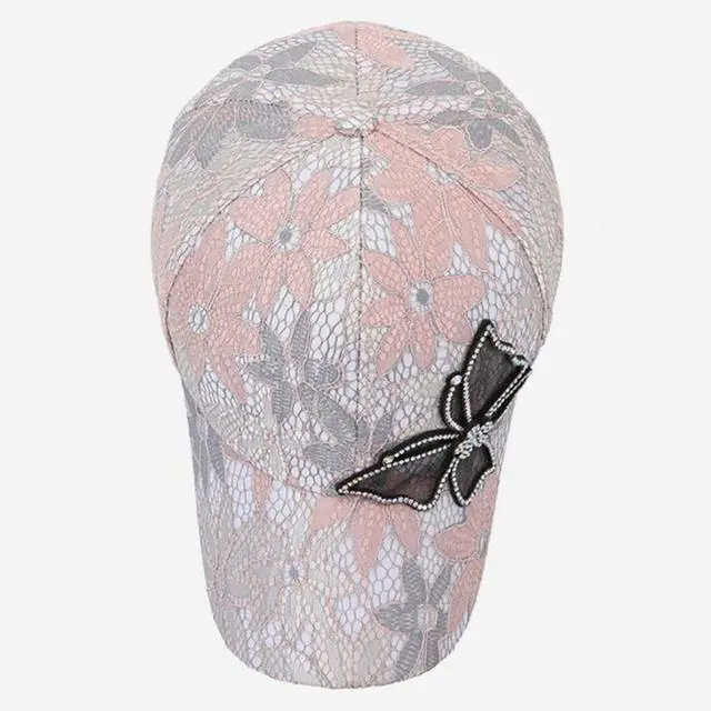 Alt view image 5 of 7 - Bling Hat for Women Lace Butterfly Rhinestones Baseball Caps Hats Studded Trendy Sun Hat Sunscreen