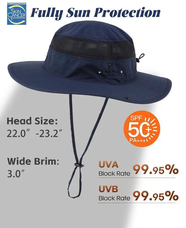 Alt view image 2 of 6 - Outdoor Mesh Sun Hat Wide Brim Sun Protection Hat Summer Fishing Hunting Hiking Gardenig Hat Navy Blue