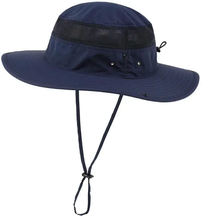 Main image of Outdoor Mesh Sun Hat Wide Brim Sun Protection Hat Summer Fishing Hunting Hiking Gardenig Hat Navy Blue