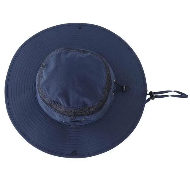 Alt view image 6 of 6 - Outdoor Mesh Sun Hat Wide Brim Sun Protection Hat Summer Fishing Hunting Hiking Gardenig Hat Navy Blue