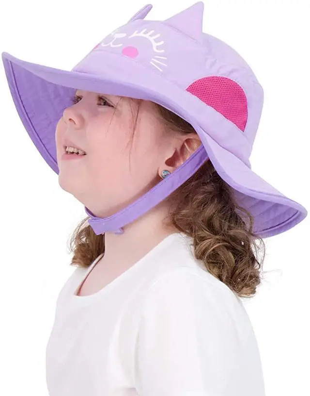 Alt view image 2 of 6 - Toddler Sun Hat for Kids UV Protection Beach Bucket Hat for Girls & Boys Fishing Safari Play Hat (Cat, 4-7 Years)